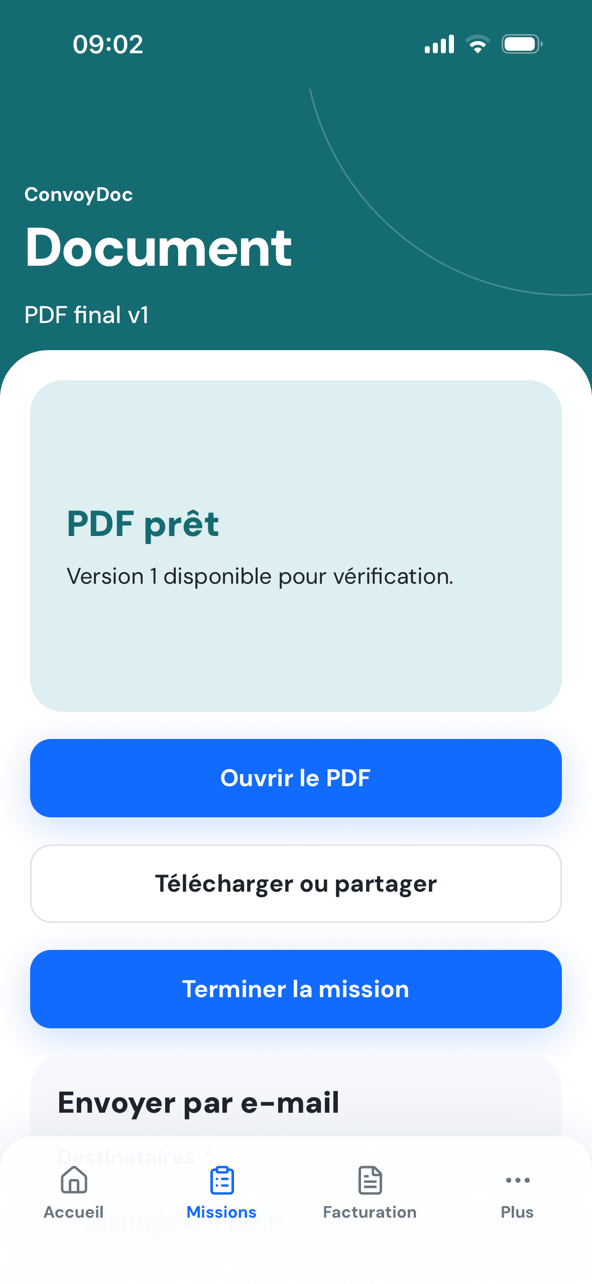 PDF relié à une mission ConvoyDoc